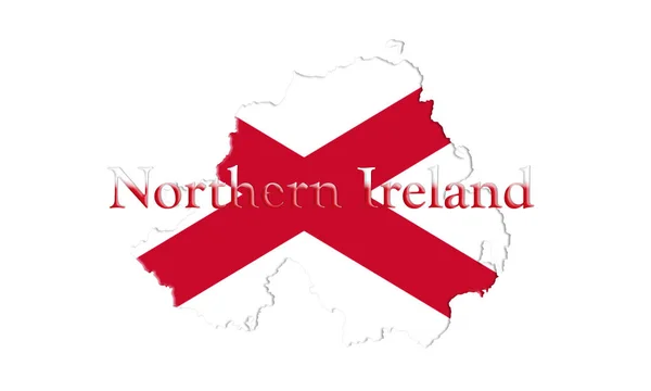 Bandera y Mapa de Irlanda del Norte. Saltire de San Patricio aislado sobre fondo blanco Ilustración 3D — Foto de Stock