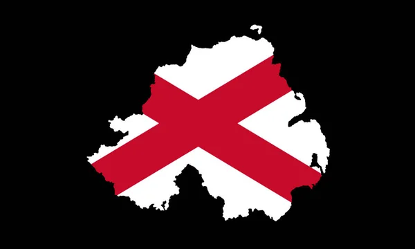 Kuzey İrlanda bayrağı ve harita. Aziz Patrick Saltire izole siyah arka plan 3d çizim — Stok fotoğraf