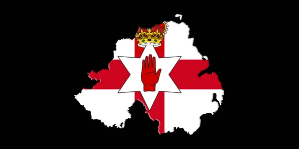 Irlanda do Norte Ulster Banner. Mapa com bandeira e nome do país nele ilustração 3D — Fotografia de Stock