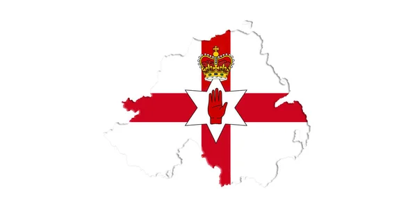 Irlanda do Norte Ulster Banner. Mapa com bandeira e nome do país nele ilustração 3D — Fotografia de Stock