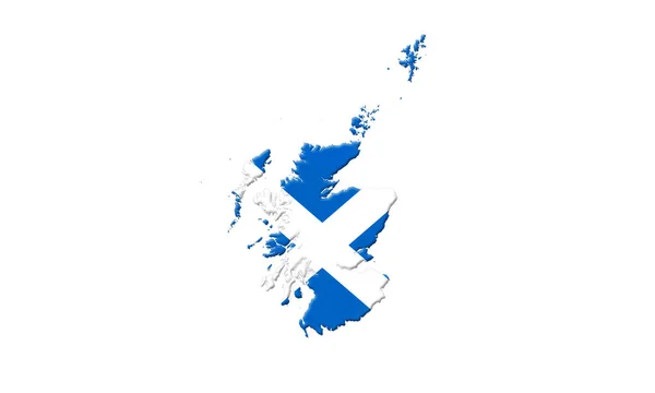 Карта Шотландии с флагом изолирована на белом фоне 3D иллюстрация — стоковое фото