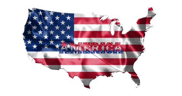 United States of America Map With American  Flag 3D illustration — Stock Photo, Image