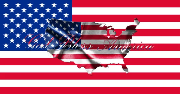 United States of America Map With American  Flag 3D illustration — Stock Photo, Image