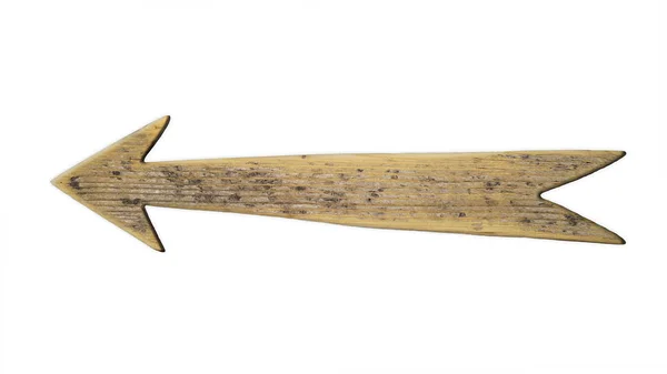 Fából készült nyíl jel a elszigetelt fehér háttér — Stock Fotó
