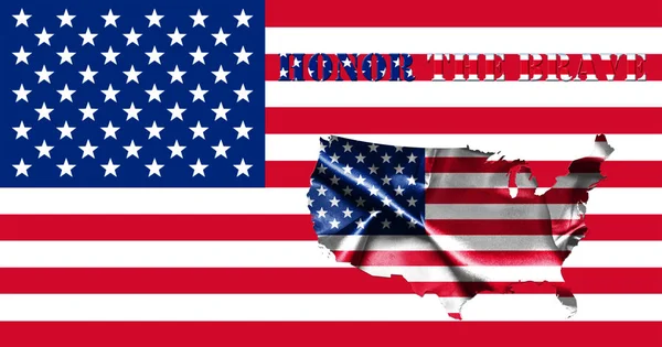 Vereinigte staaten von amerika gedenktag.flagge mit karte von amerika und text gedenken der amerikanischen kriegshelden 3d illustration — Stockfoto