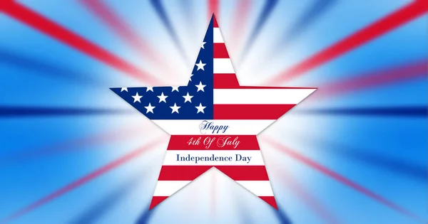 행복 한 7 월의 제 4입니다. 독립 기념일, 스타와 미국의 플래그 화이트 추상 배경 그림 — 스톡 사진