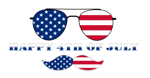 Gelukkige 4 van juli. Glazen en snor ontwerp van de Amerikaanse vlag afbeelding — Stockfoto