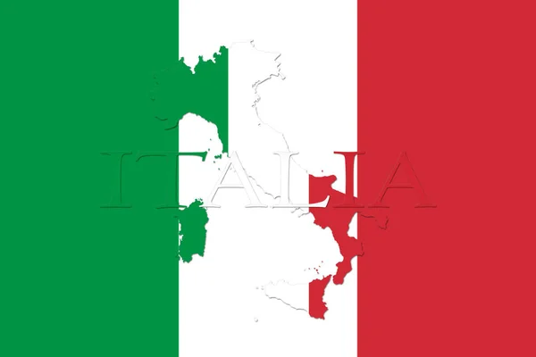 Mapa da Itália com bandeira italiana. Cores oficiais e ilustração proporção — Fotografia de Stock
