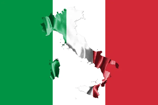 Karta över Italien med italiensk flagg. Officiella färger och andel illustration — Stockfoto