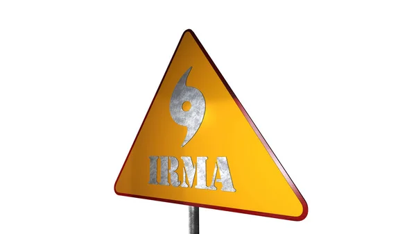 Дорожный знак "Ирма" на белом фоне 3D-рендеринга — стоковое фото