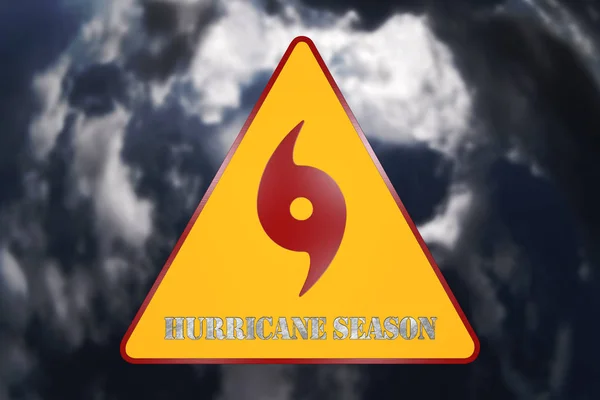 Hurricane Danger Sign and Storm In The Background 3D Rendering — Stock Photo, Image