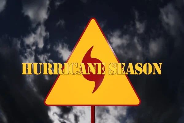 Hurikán nebezpečí znamení a bouře v pozadí 3d vykreslování — Stock fotografie