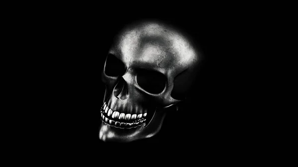 Crâne humain sur fond noir rendu 3D — Photo