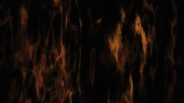 Brennendes Feuer und Flammen auf schwarzem Hintergrund 3D-Rendering — Stockfoto
