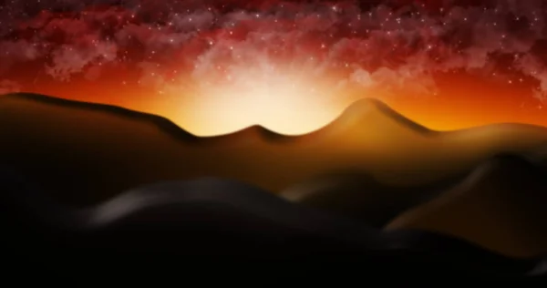 구름 별이 빛나는 하늘 배경 일러스트와 함께 유대 사막 — 스톡 사진