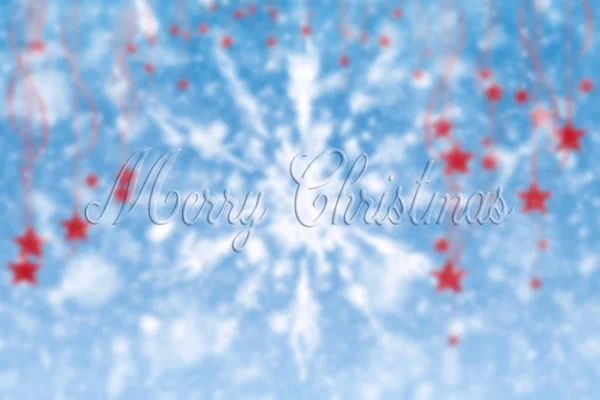 Merry Christmas Snow tło z wiszące gwiazd i płatki śniegu ilustracja — Zdjęcie stockowe