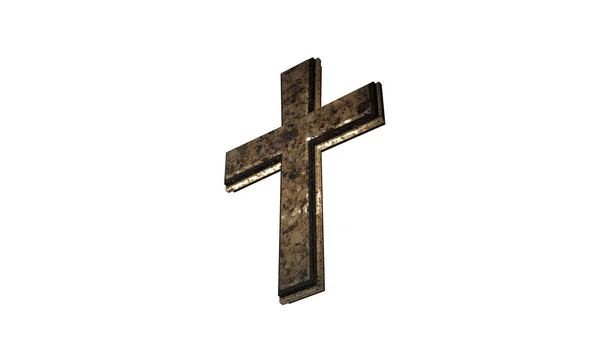 Christian Cross Isolated on White Background 3D Rendering — Stock Photo, Image