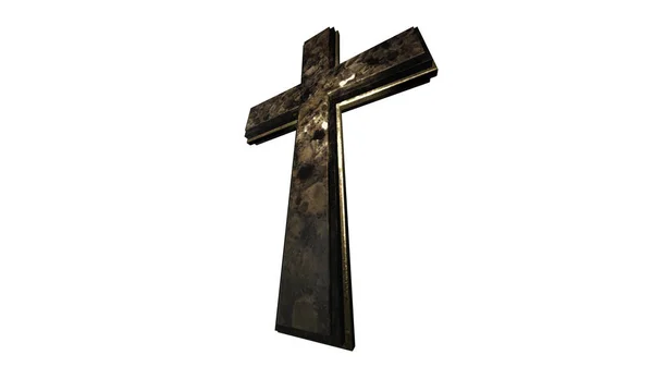 Christian Cross isolado no fundo branco 3D Rendering — Fotografia de Stock