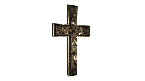 Christliches Kreuz isoliert auf weißem Hintergrund 3d Rendering — Stockfoto