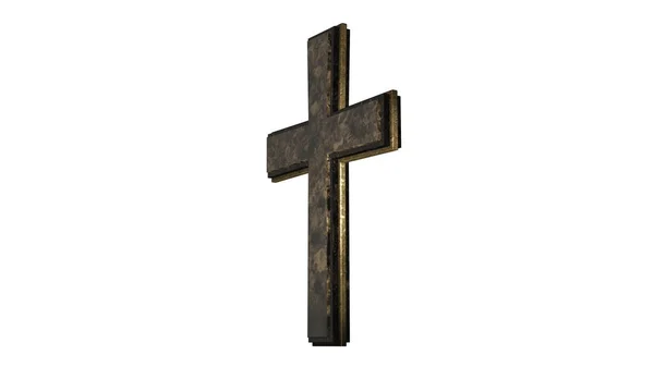 Christian Cross isolado no fundo branco 3D Rendering — Fotografia de Stock