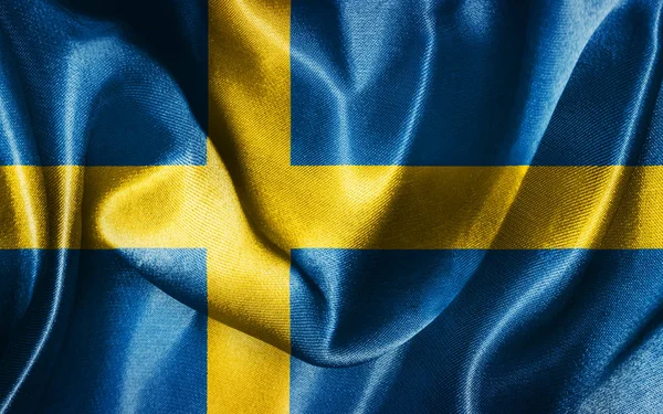 Шведский национальный флаг размахивает иллюстрацией ветра — стоковое фото