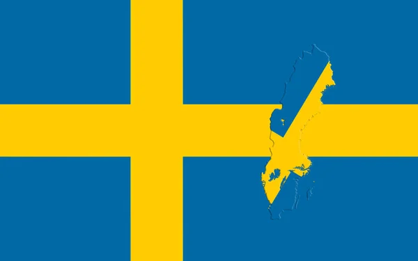 Sverige flagga och karta Illustration — Stockfoto