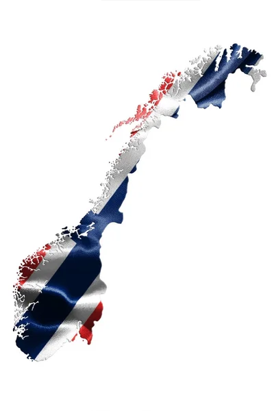 Mappa norvegese con il nome del paese su di esso isolato su sfondo bianco Illustrazione 3d — Foto Stock
