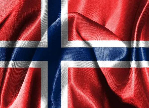 Norges flagga. Blå Scandinavian Cross över the Dannebrogen, Danmarks flagga 3d illustration — Stockfoto