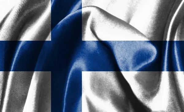 Flag Of Finland Waving In The Wind 3D illustration — Stock Photo, Image