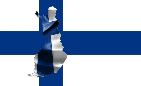 Флаг Финляндии с картой страны на ней 3D иллюстрация — стоковое фото