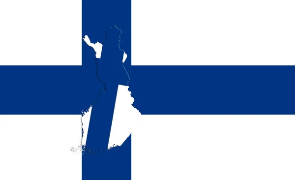 Vlag van Finland met kaart van land On It 3d illustratie — Stockfoto