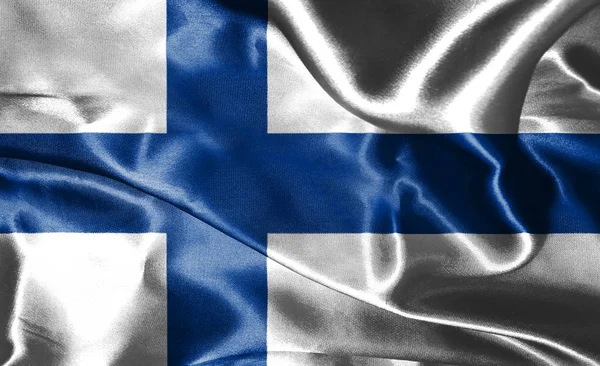 Drapeau de Finlande agitant dans le vent Illustration 3D — Photo