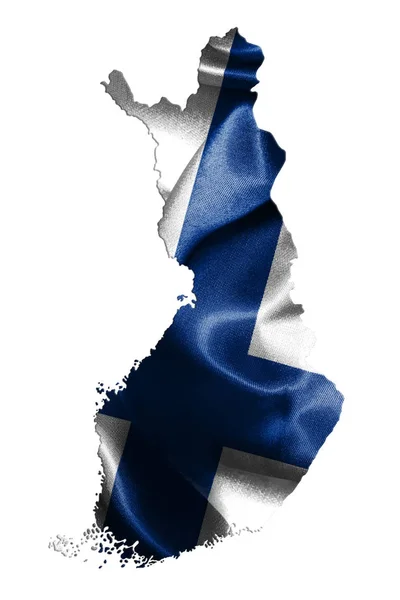 Карта Финляндии с флагом на ней 3D иллюстрация — стоковое фото