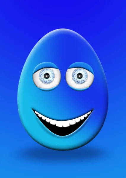 Œuf de Pâques avec les yeux et la bouche se sentant heureux et joyeux Illustration 3D — Photo