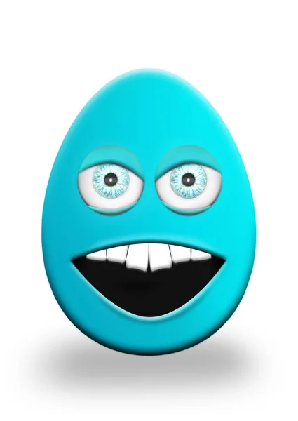 Húsvéti tojás, a szem és a száj érzi dühös 3D-s illusztráció — Stock Fotó