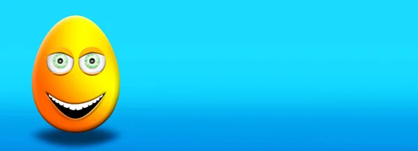 கண்கள் மற்றும் வாயில் முகம் வெளிப்பாடு கொண்ட ஈஸ்டர் முட்டை 3D விளக்கம் — ஸ்டாக் புகைப்படம்
