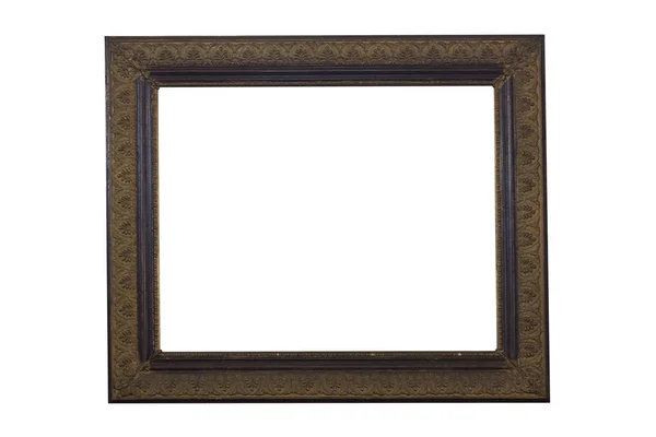 木制华丽的镜框被隔离在白色背景上。古董和复古物品 — 图库照片