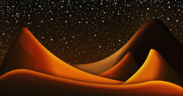 Vánoční betlém scény Judejské pouště v noci s hvězdnou oblohou ilustrace — Stock fotografie