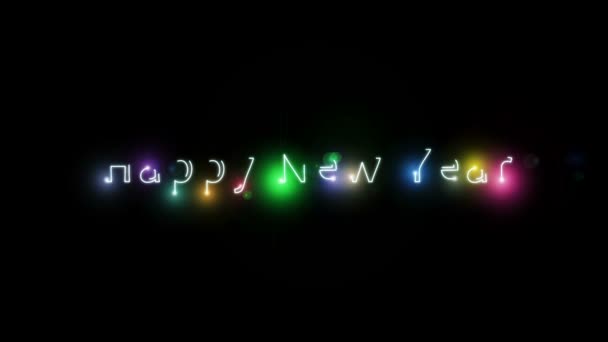 Happy New Year Greeting Text Light Stroke Lens Flares — Stock Video