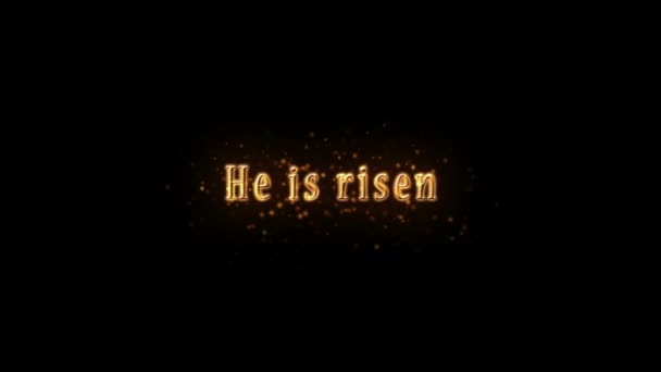Ele Ressuscitou Happy Easter Golden Text Partículas Brilhantes Contra Fundo — Vídeo de Stock