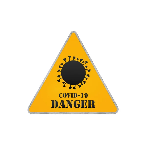 コロナウイルス危険道路標識 Covid 19警告3Dレンダリング — ストック写真