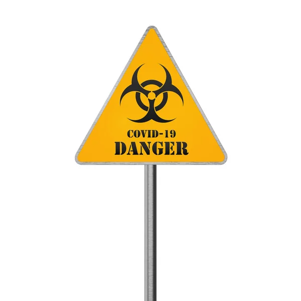 Coronavirus Biohazard Danger Road Sign Covid Waarschuwing Render — Stockfoto