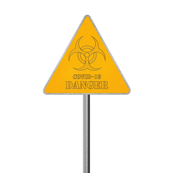 Coronavirus Biohazard Danger Road Signo Covid Advertencia — Foto de Stock