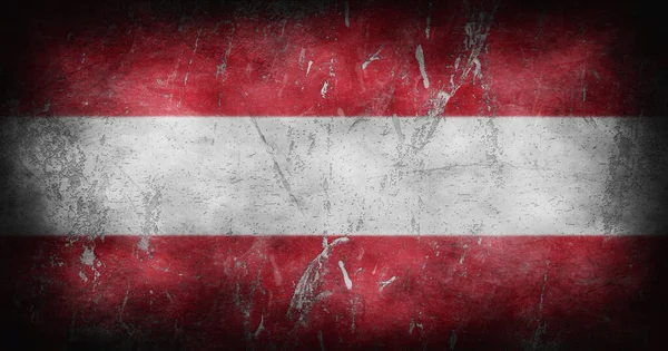 奥地利国旗卷曲 磨损和碎屑3D画图 — 图库照片