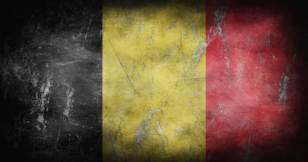 Grunge Belgiens Flagga Belgien Flagga Med Grunge Konsistens — Stockfoto