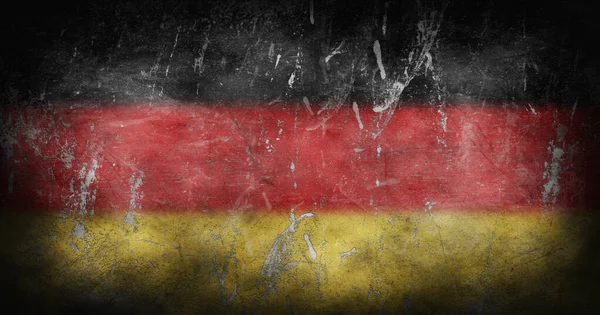 德国国旗 带有粗纹纹理背景3D插图 — 图库照片