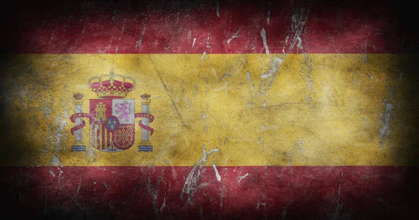 Flagga Spanien Med Grunge Konsistens Bakgrund Illustration — Stockfoto