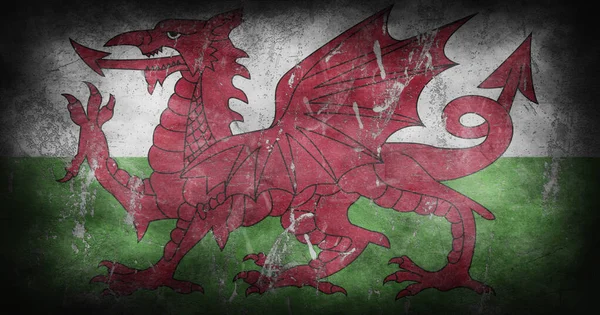 Bandera Gales Con Textura Grunge Fondo Ilustración — Foto de Stock