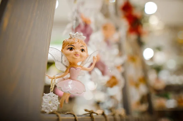 Brinquedo de árvore de Natal na forma de linda fada — Fotografia de Stock