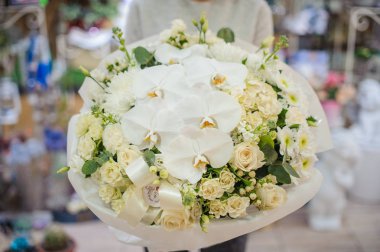 Canlı ve çok güzel beyaz buket güzel çiçek